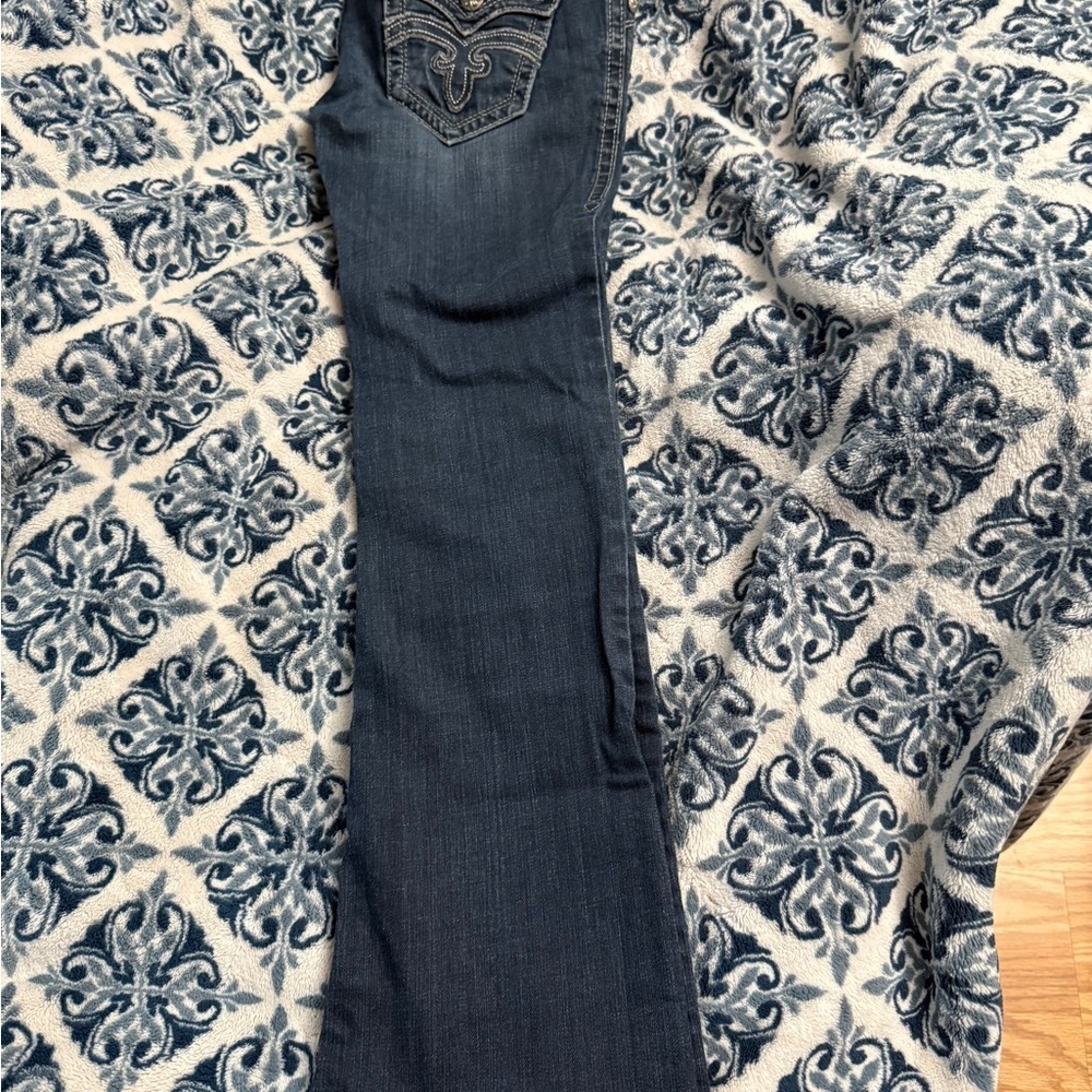 Rock Revival Women's Sz 28 Deborah Boot Dark Blue Boot Cut Jeans - Picture 4 of 16